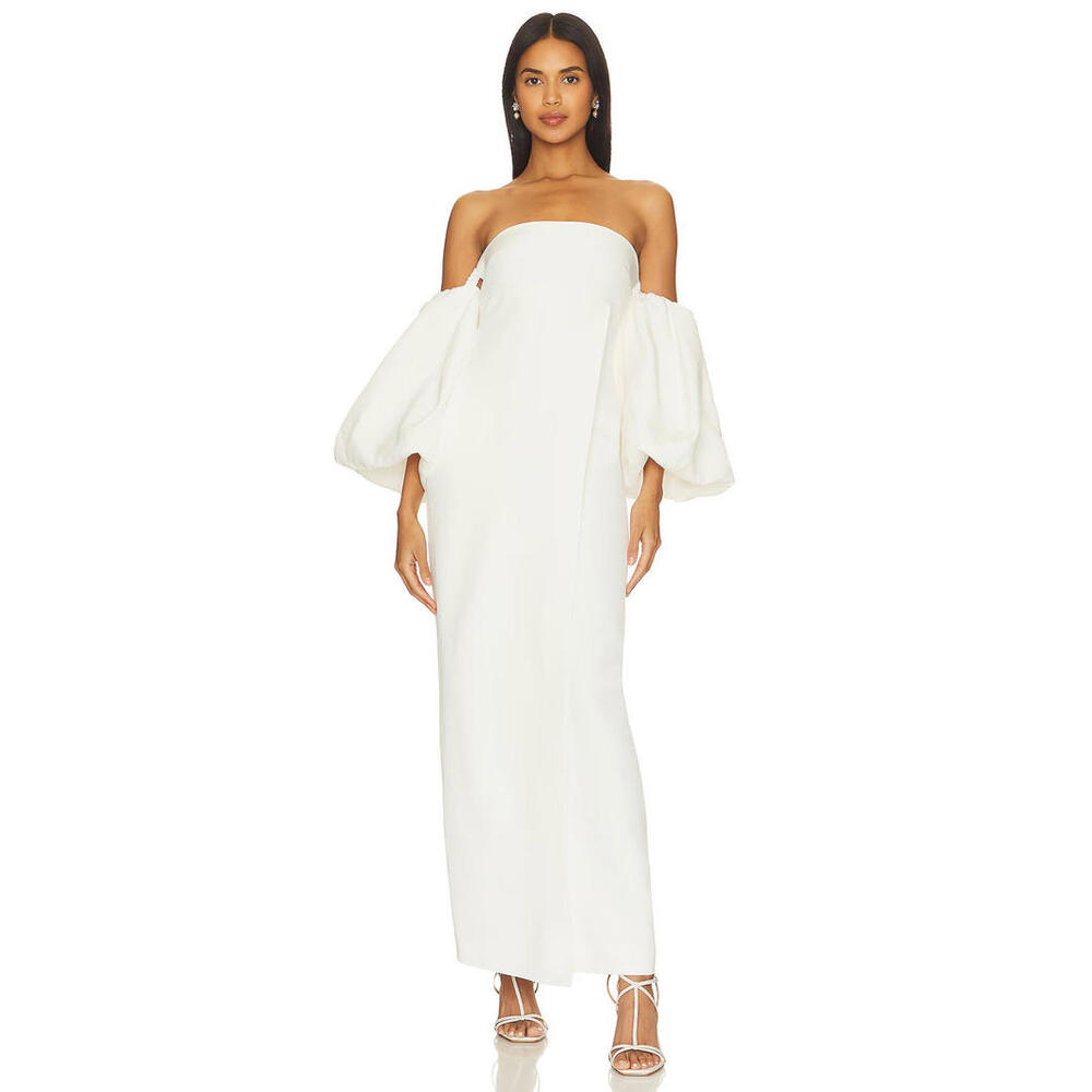 Shona Joy Off-Shoulder Balloon Sleeve Maxi Dress in White